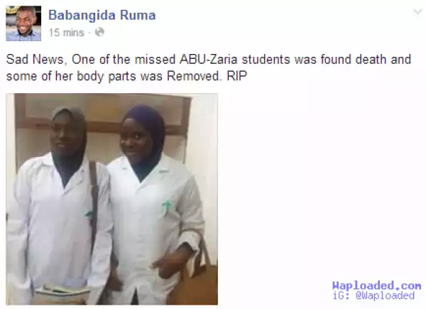 Missing Female Student From Ahmadu Bello University Found Dead